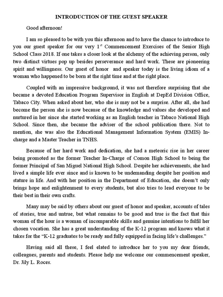 Introduction of the Guest Speaker (Jily Roces)