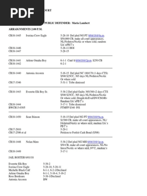 June 2018 - Rosebud Sioux Tribal Court - Adult Arraignments