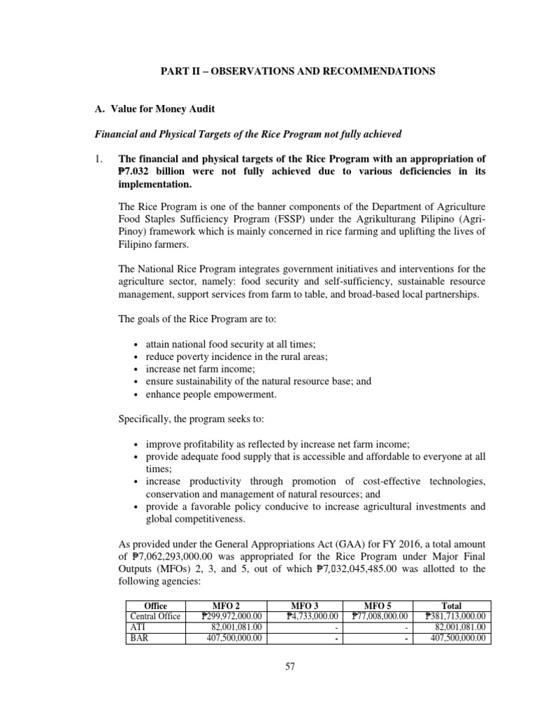 Rice Program Audit: Implementation Gaps | PDF | Food Security | Rice