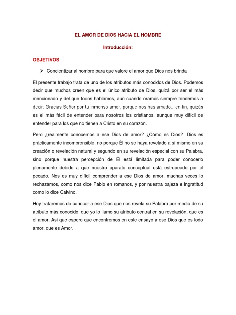 El Amor de Dios hacia el Hombre | PDF | Mitos de la creación | Amor
