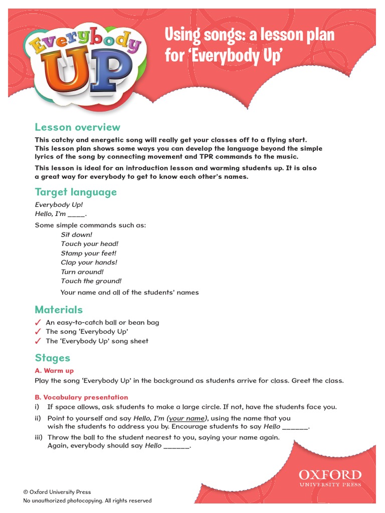 Everybody Up Lesson Plan | Behavior Modification | Free 30-day Trial ...