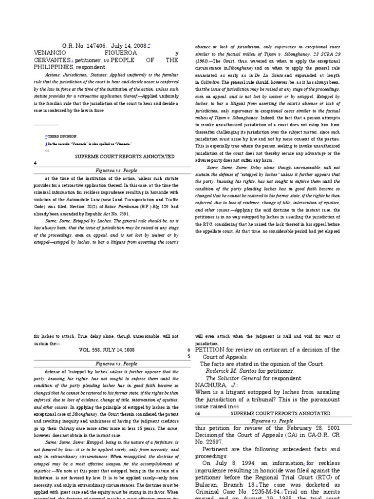 The Supreme Court Rules on When a Litigant is Estopped by Laches from