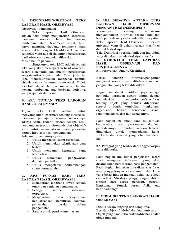 Materi Laporan Hasil Observasi Pdf