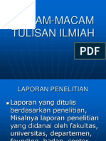 Materi Kuliah Macam-Macam Tulisan Ilmiah