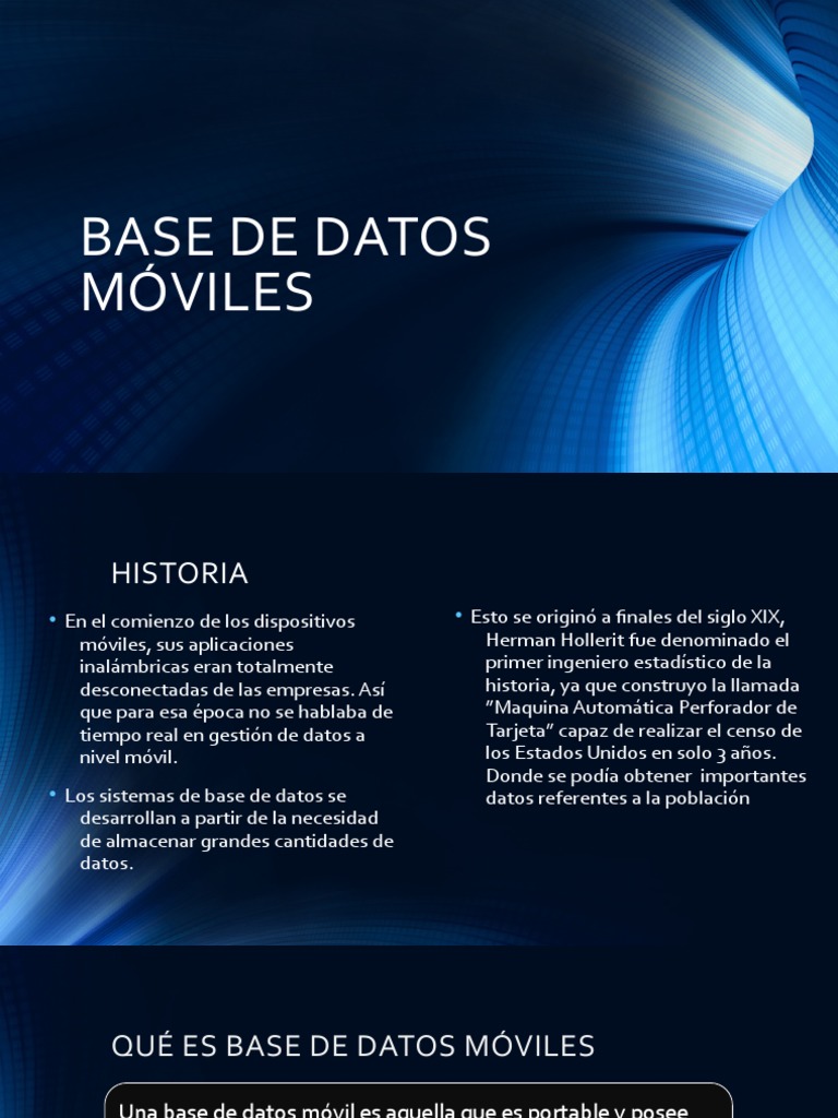 Bases de Datos Móviles: Historia y Ventajas | PDF | Bases de datos ...