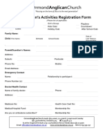 2018 Children's Registration Form