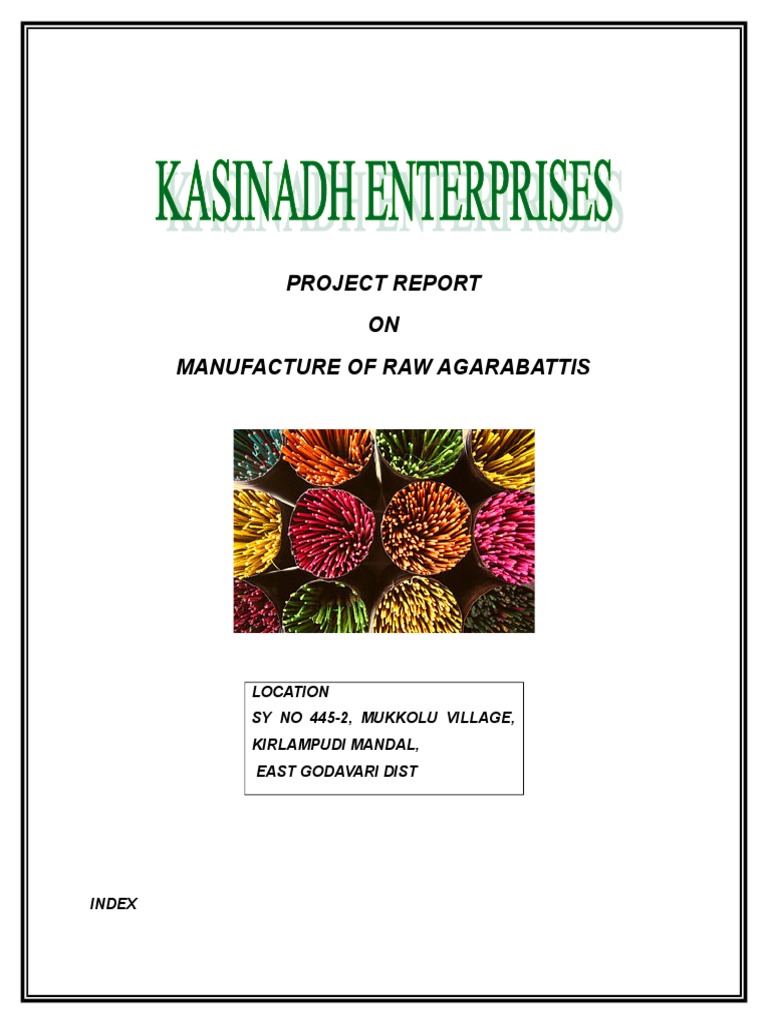 Project Report On Manufacture of Incense Sticks PDF Incense Nature