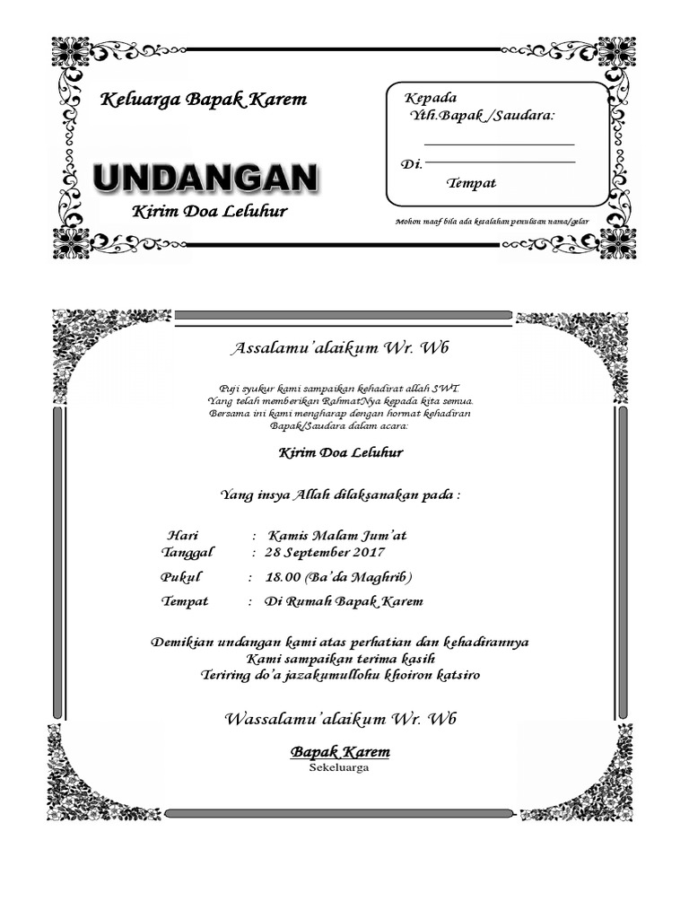 Undangan Tahlil