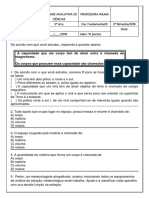 Prova Bimestral de Ciências Do 1º Bimestre