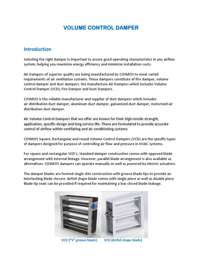 Volume Control Damper: VCD (