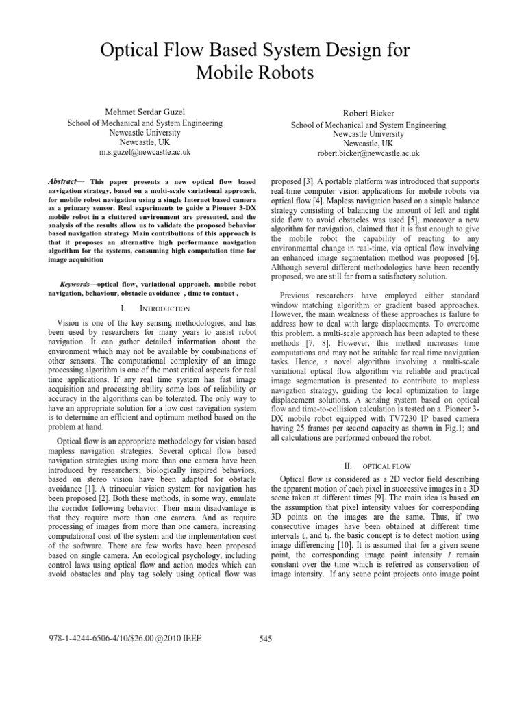 Optical Flow Based System Design For Mobile Robots: Mehmet Serdar Guzel ...