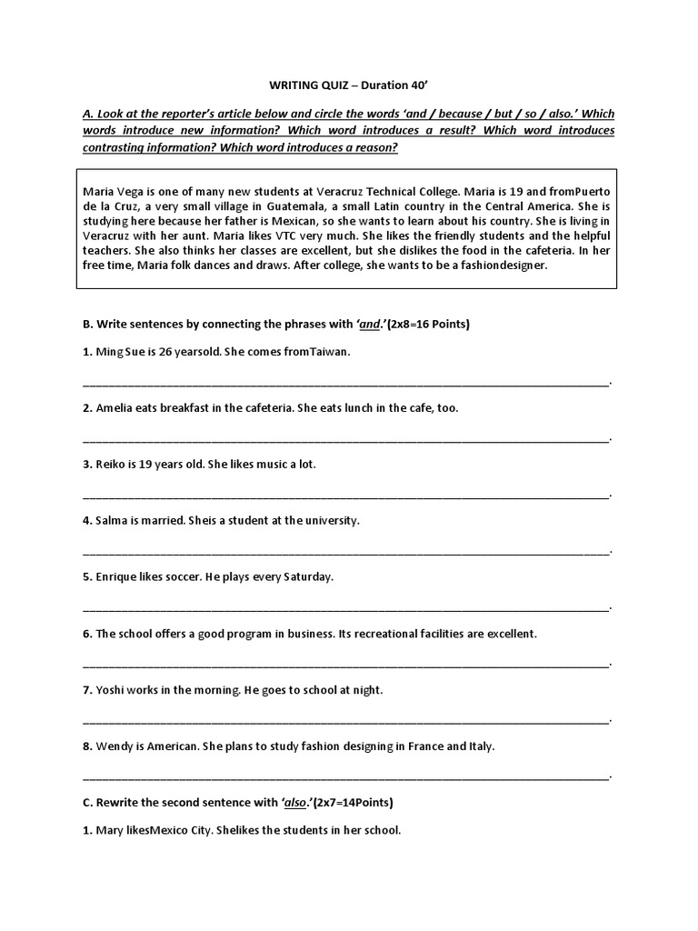 Writing Quiz | PDF