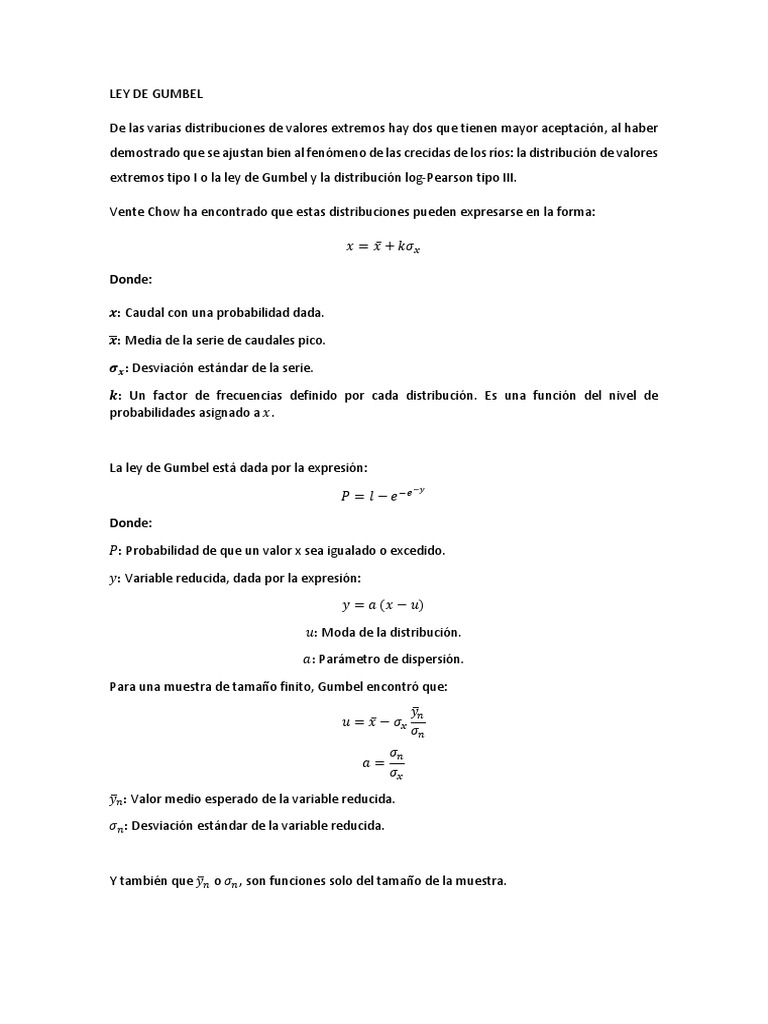 Ley de Gumbel PDF Probabilidad Enseñanza de matemática — free download