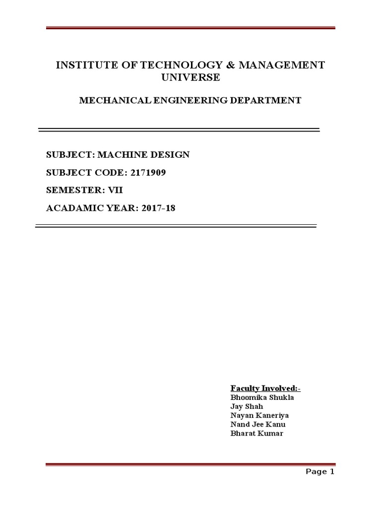10.machine Design Lab Manual 12.08.2017 PDF PDF Gear Bearing