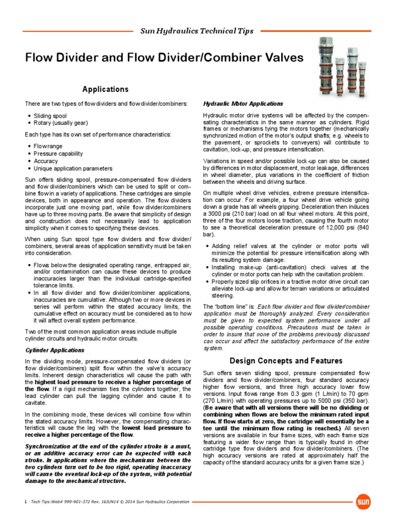 Flow Divider and Flow Divider/Combiner Valves: Applications | Download ...