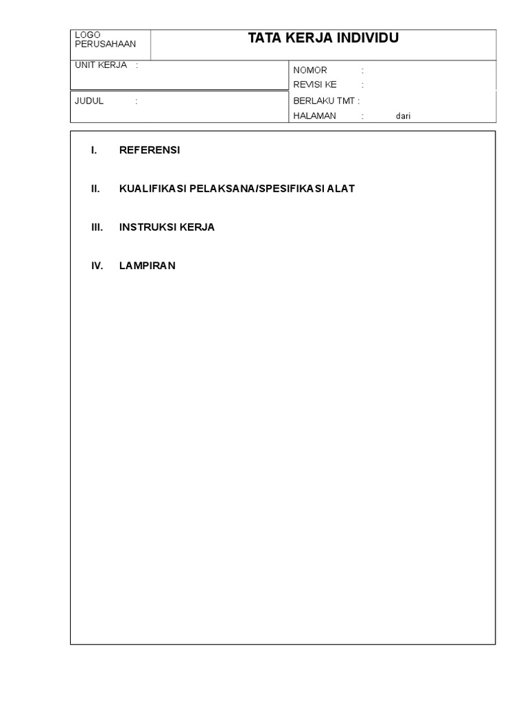 Contoh Format Instruksi Kerja | PDF