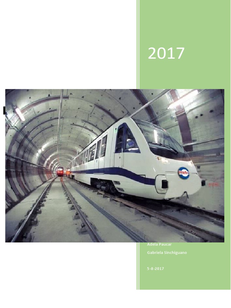 Informe Metro de Quito - Docx-1 | PDF | Túnel | Ferrocarril