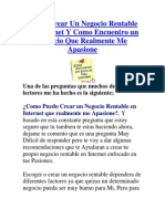 Como Crear Un Negocio Rentable en Internet Y Como Encuentro Un Negocio Que Realmente Me Apasione