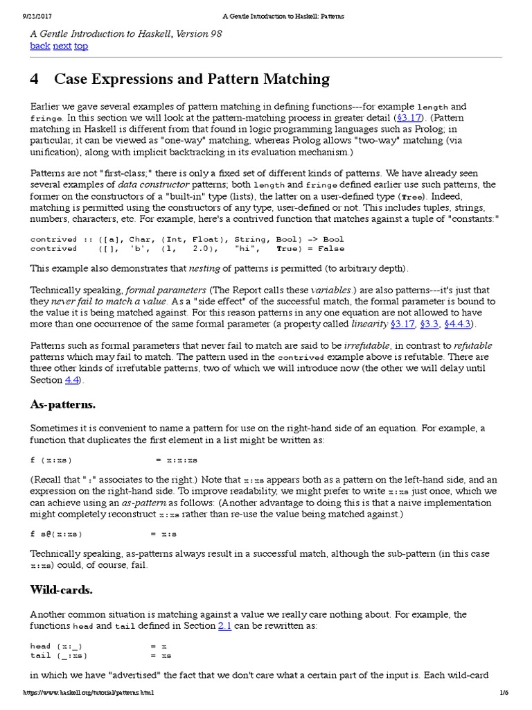 A Gentle Introduction To Haskell Patterns PDF Scope