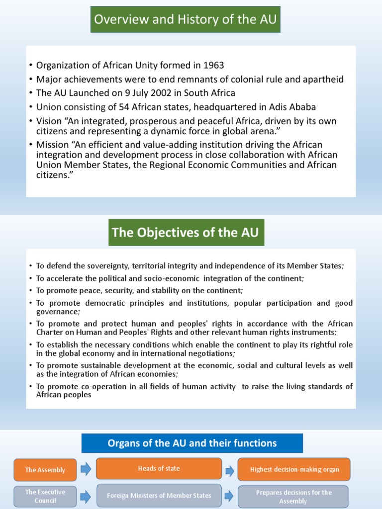 Overview and History of The AU: - Union Consisting | PDF | Africa | Aids