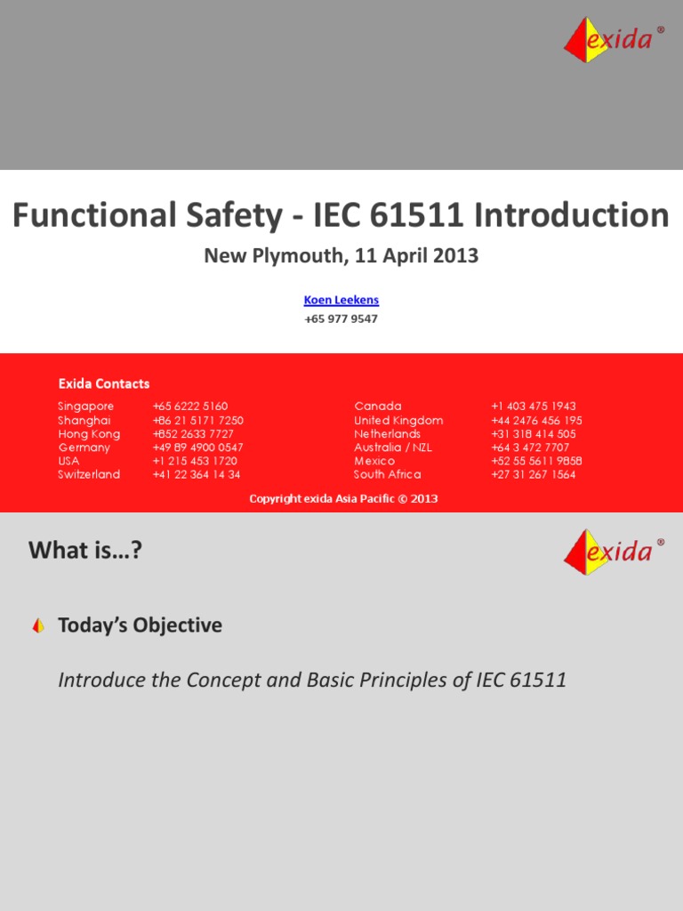 Functional Safety - IEC 61511 Introduction: New Plymouth, 11 April 2013 ...