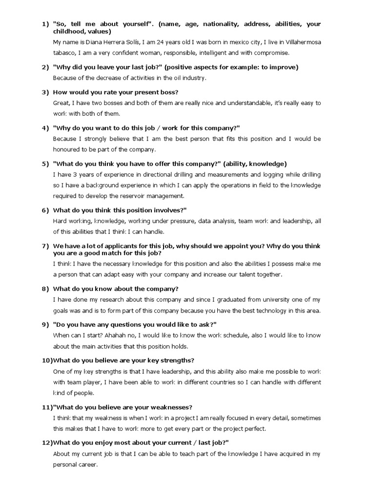 Job Questions PDF Leadership Psychology