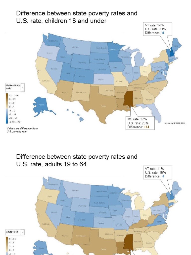 State vs. U.S. Poverty Rate Differences | PDF | Social Science