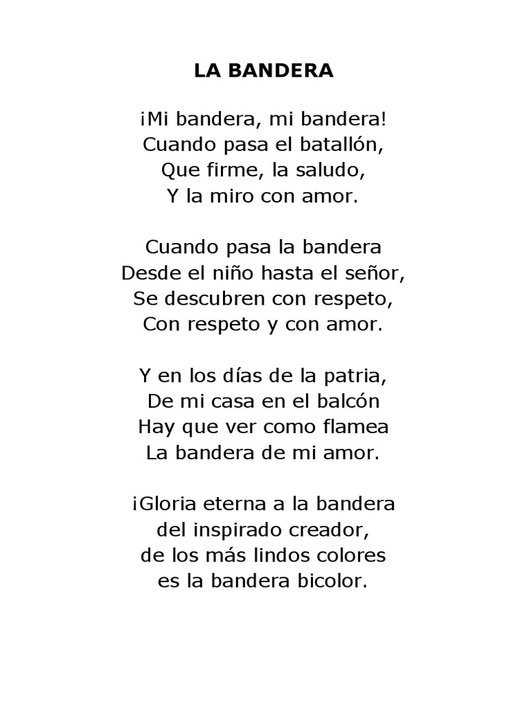 Poesia La Bandera Símbolos Nacionales Bandera 