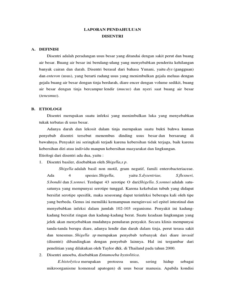 Panduan Lengkap Disentri: Penyebab dan Gejala | PDF