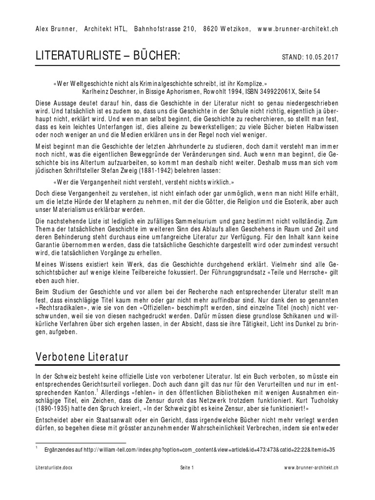 Literatur Liste