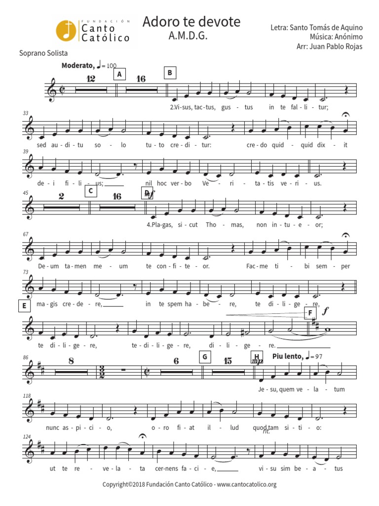 Adoro Te Devote Soprano Solista