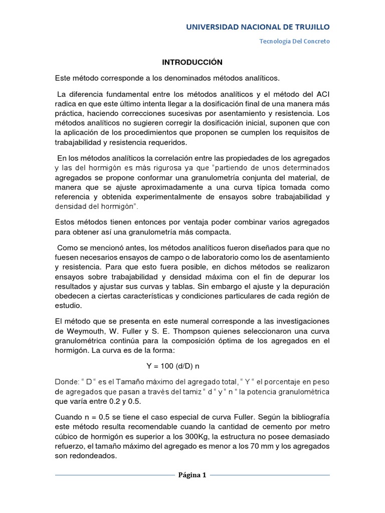 Método de Dosificación de Fuller | PDF | Hormigón | Cemento
