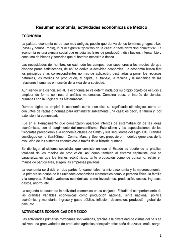 Actividades Económicas en México | PDF | Ciudad de México | Science