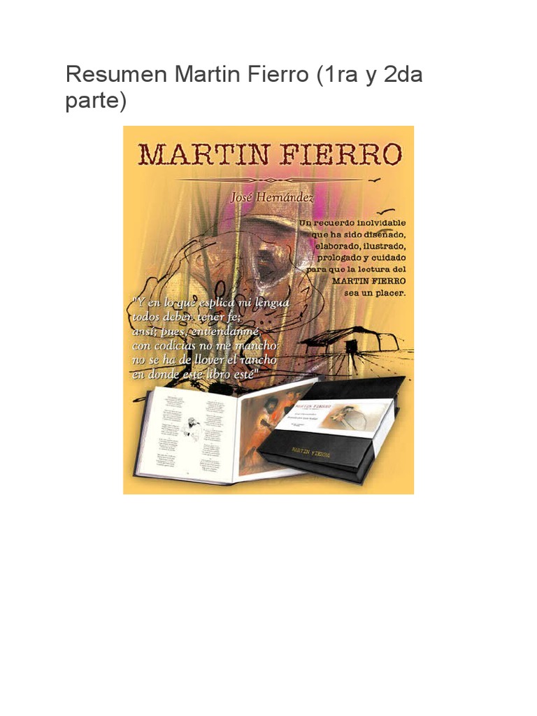 Resumen Martin Fierro 1ra Y 2da Parte Pdf Guitarras Naturaleza