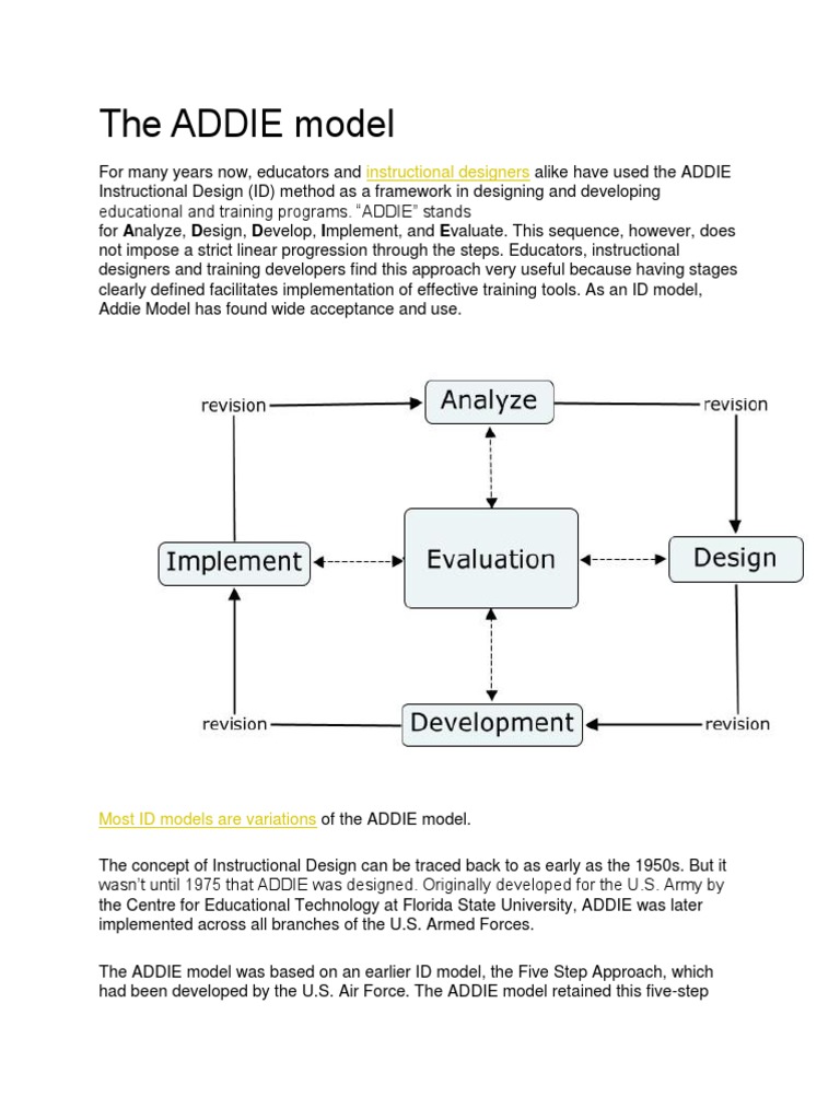 The ADDIE Model | PDF | Instructional Design | Pedagogy