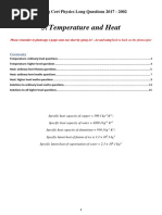 Temperature and Heat: Leaving Cert Physics Long Questions 2017 - 2002