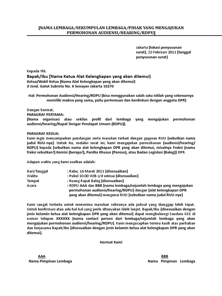Contoh Surat Audiensi
