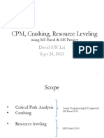 CPM, Crashing, Resource Leveling using MS Excel & MS Project