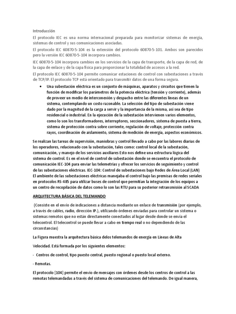 Protocolo Iec 104 | PDF | Red de área amplia | Enrutador (Computación)