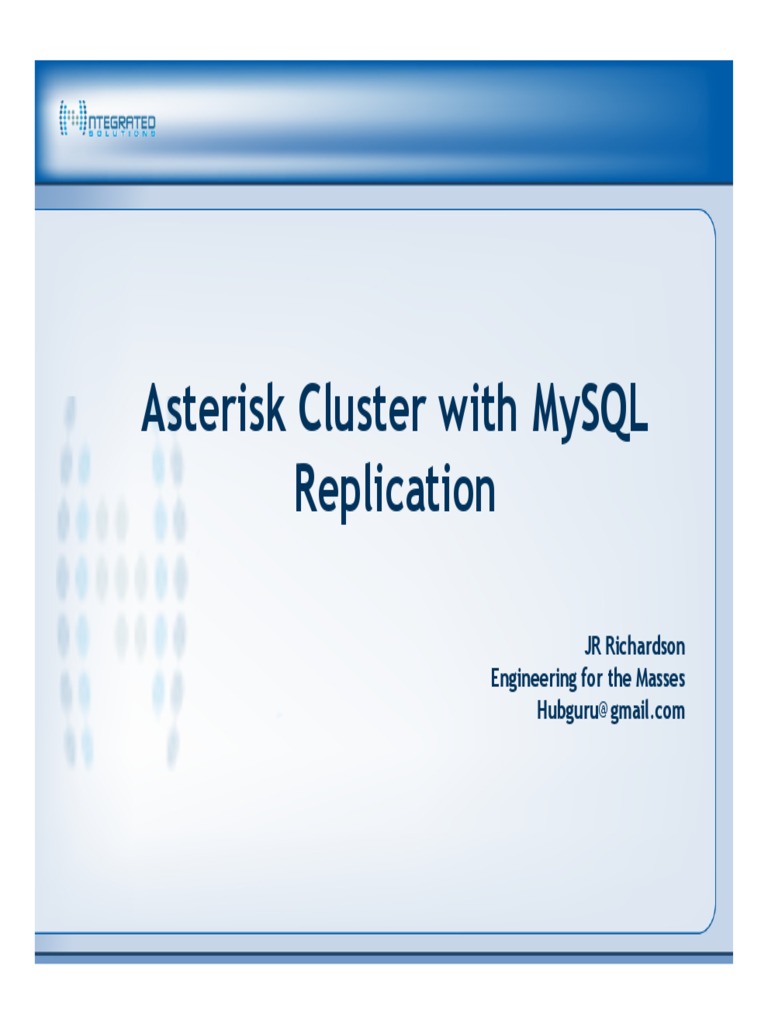 Asterisk MySQL Cluster Presentation | PDF | My Sql | Replication ...