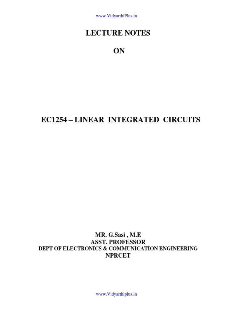 LIC Notes PDF | PDF | Operational Amplifier | Integrated Circuit
