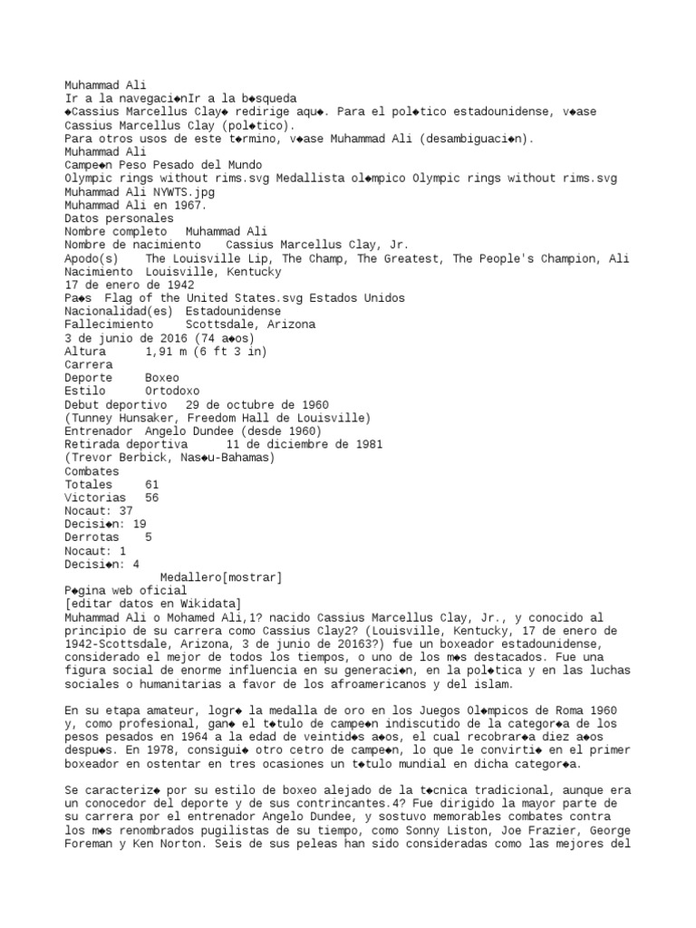 Muhammad Ali Biography | PDF | Muhammad Ali | Boxeadores