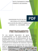 Pretratamiento, tratamiento primario y secundario de aguas residuales