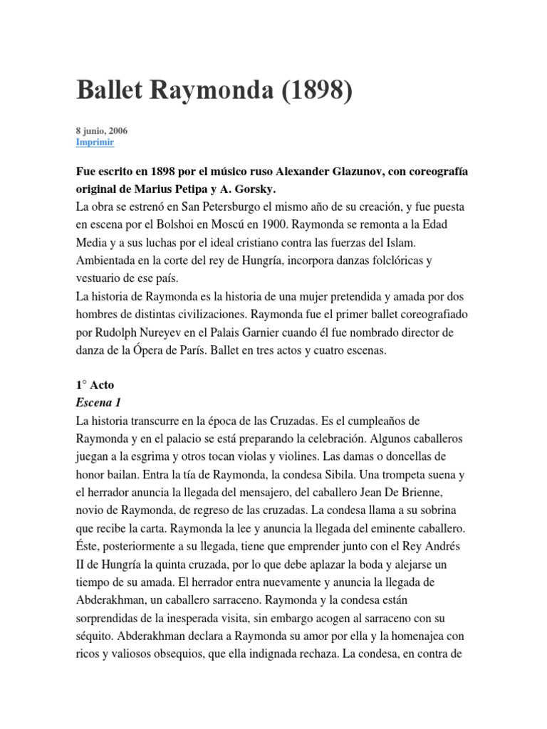 Ballet Raymonda | PDF | Ocio | Entretenimiento (general)