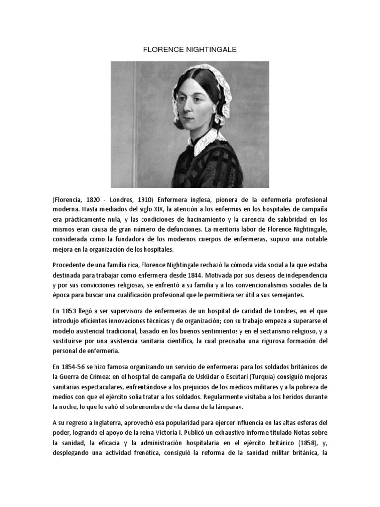 Florence Nightingale ruiseñor de Florencia Enfermería