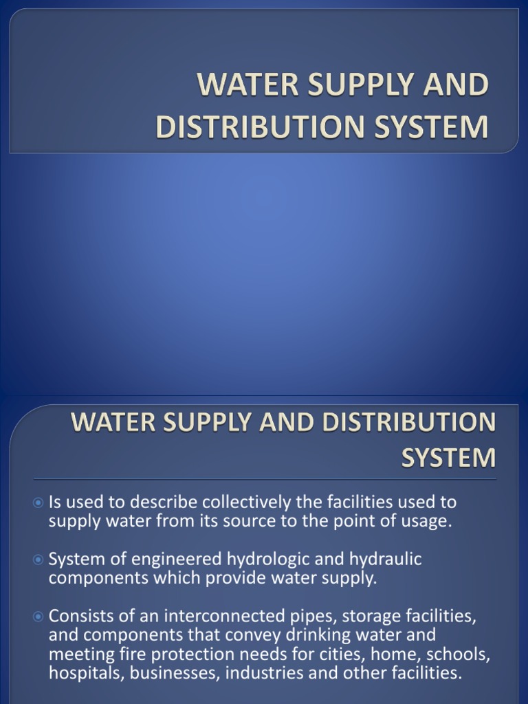 Water Supply and Distribution System PDF | PDF | Water Supply | Reservoir