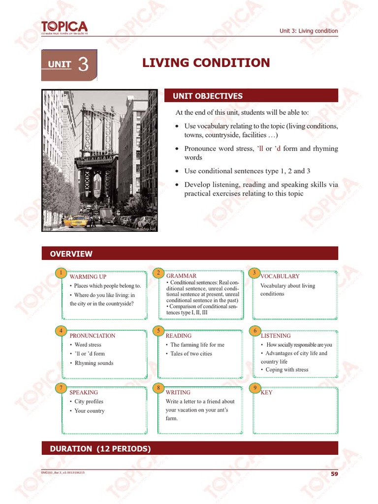 Unit 3 Living Condition | PDF | Stress (Linguistics) | Verb