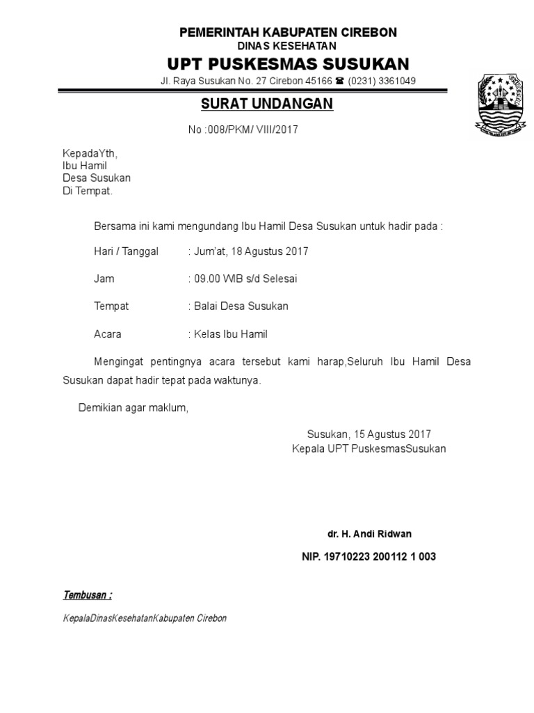 Surat Undangan Kelas Ibu Hamil I Docx