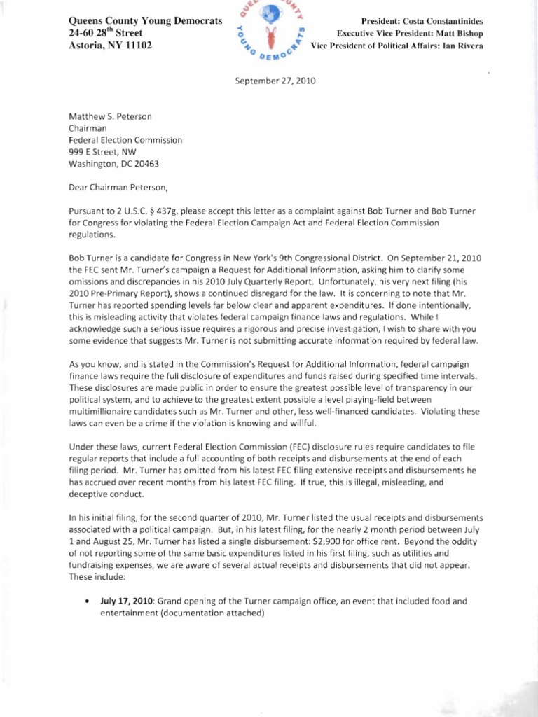 Qcyd Letter | PDF | Federal Election Commission | Justice