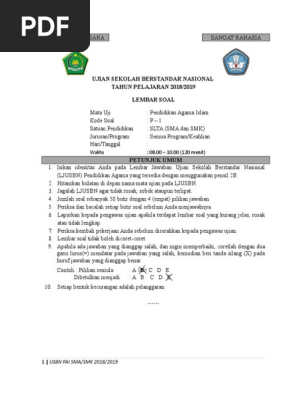 Soal Usbn Agama Islam 2018 2019 Paket 1